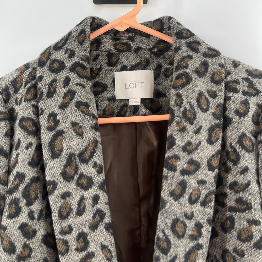 LOFT ANN TAYLOR Blazer Small Wool Blend Business Animal Print Office Work Career - Picture 5 of 12